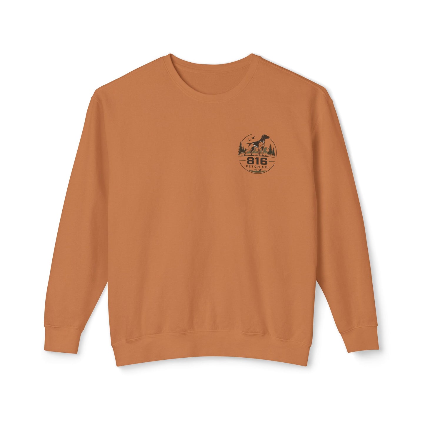 Comfort Colors® Crewneck Sweatshirt — 816 Fetch Co. Hunting Dog Logo