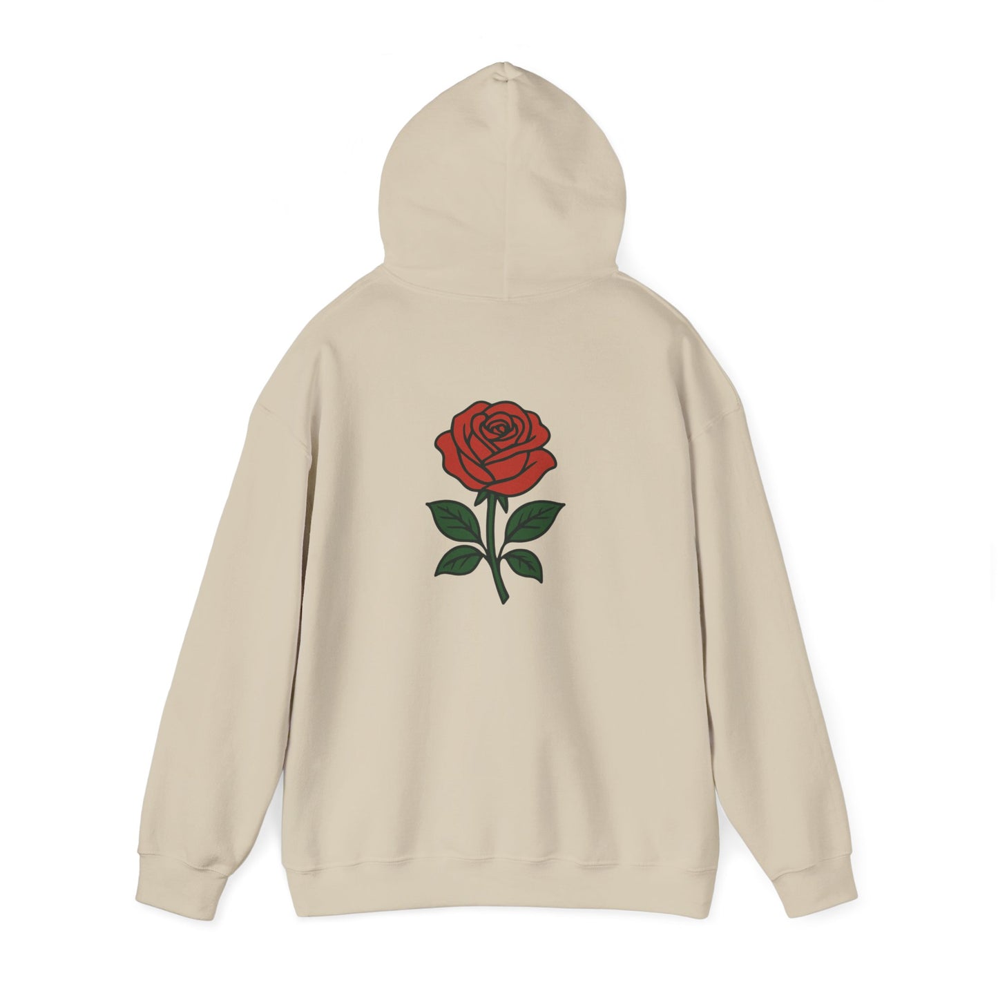 Rose Chest Hoodie — Minimal Red Rose Floral Hoodie