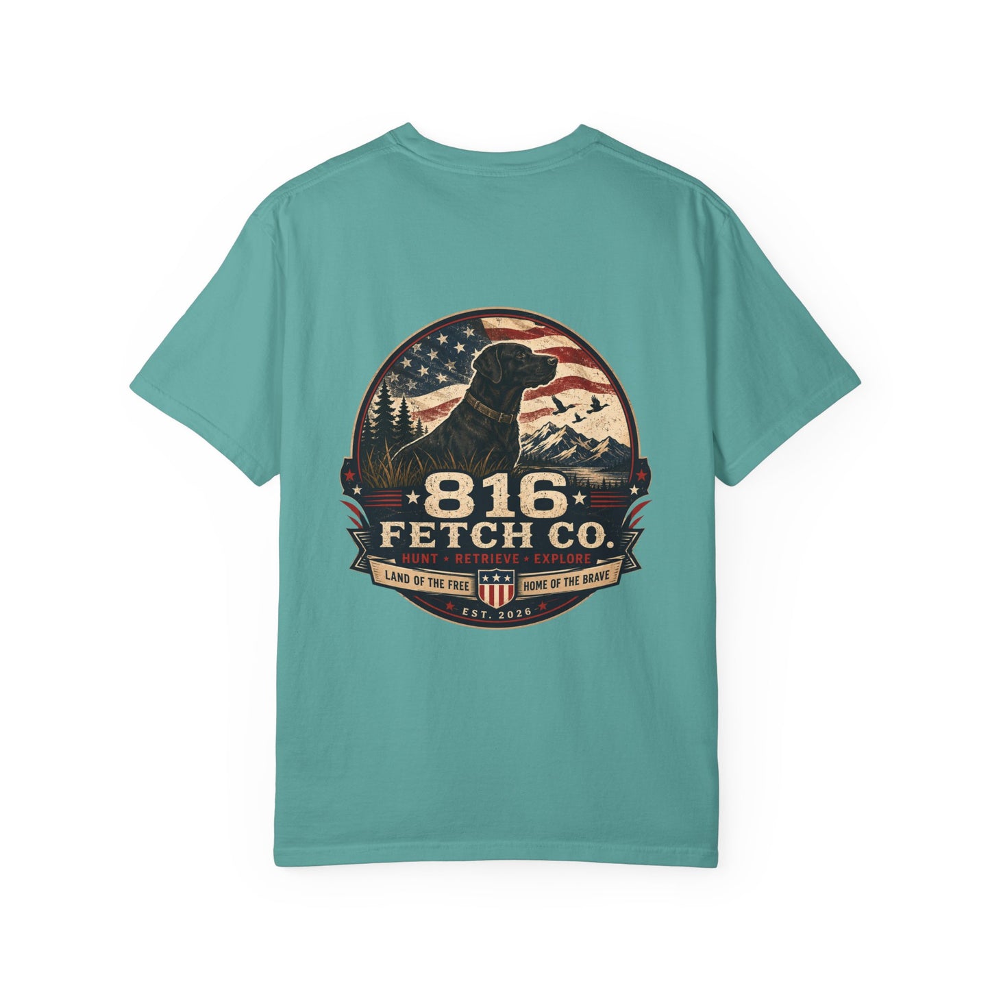 Patriotic Black Lab 816 Fetch Co. T-Shirt - Comfort Colors