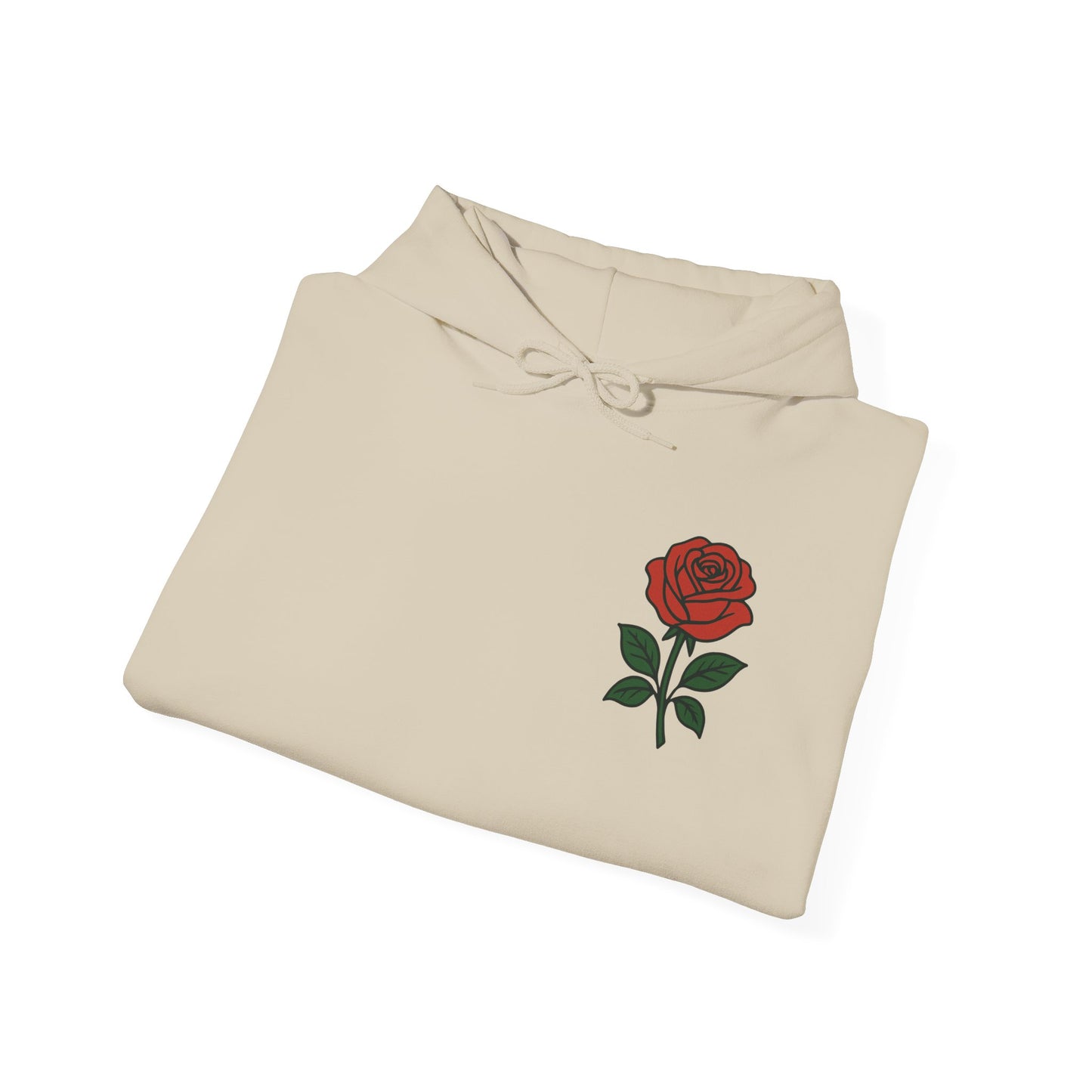 Rose Chest Hoodie — Minimal Red Rose Floral Hoodie