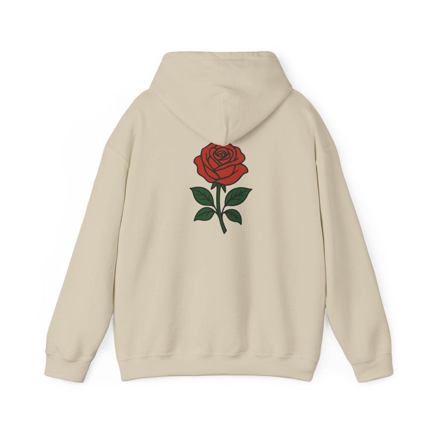 Rose Chest Hoodie — Minimal Red Rose Floral Hoodie