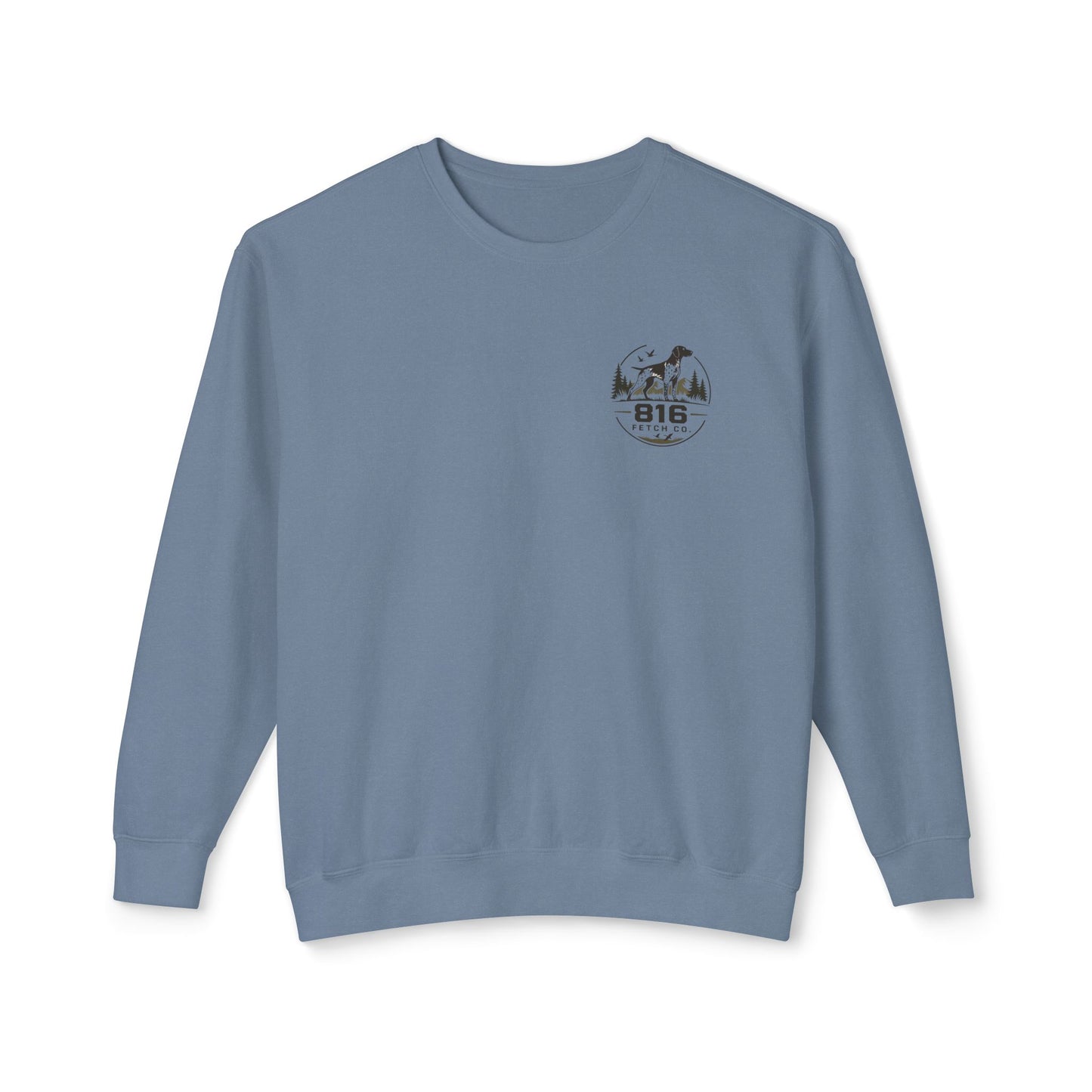 Comfort Colors® Crewneck Sweatshirt — 816 Fetch Co. Hunting Dog Logo