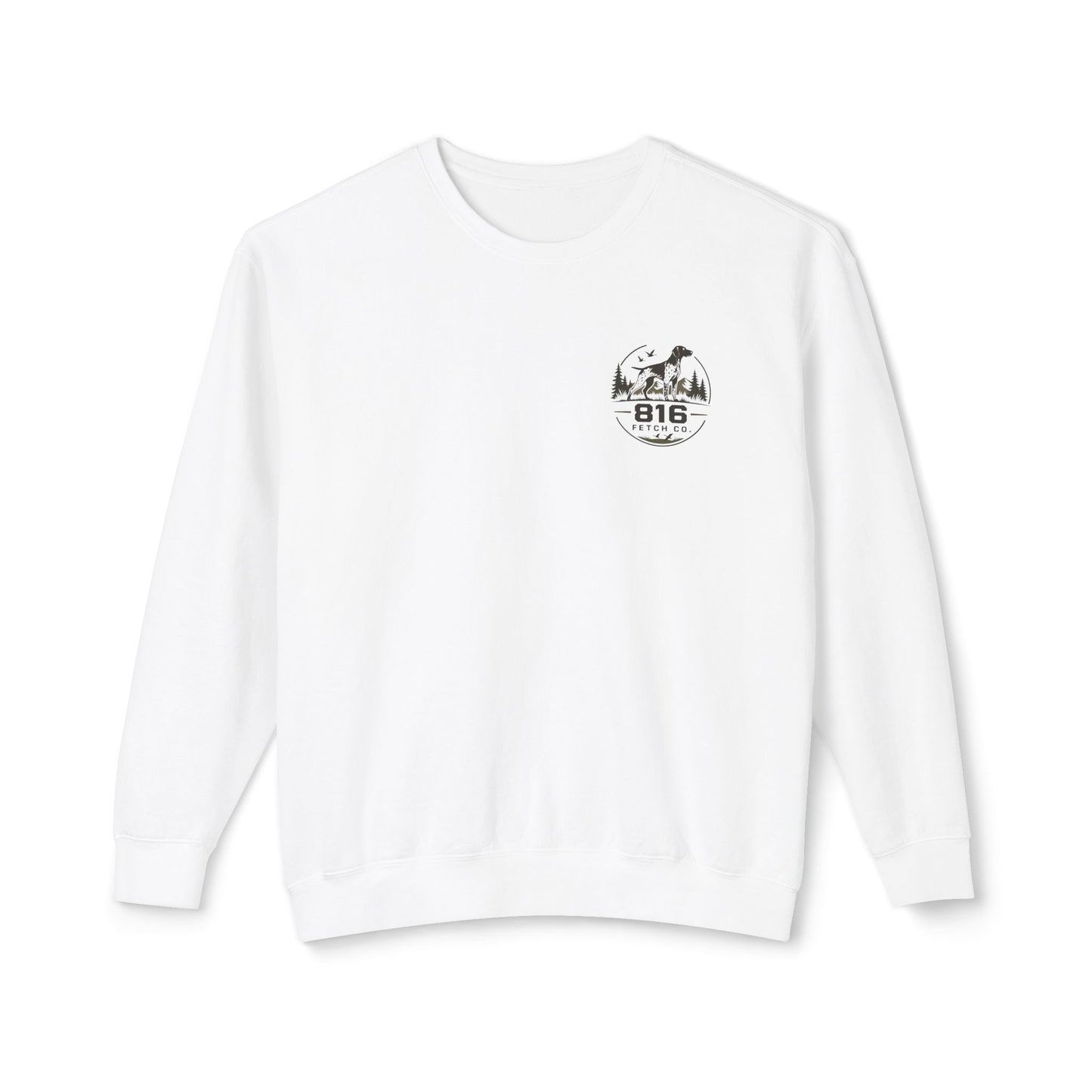 Comfort Colors® Crewneck Sweatshirt — 816 Fetch Co. Hunting Dog Logo