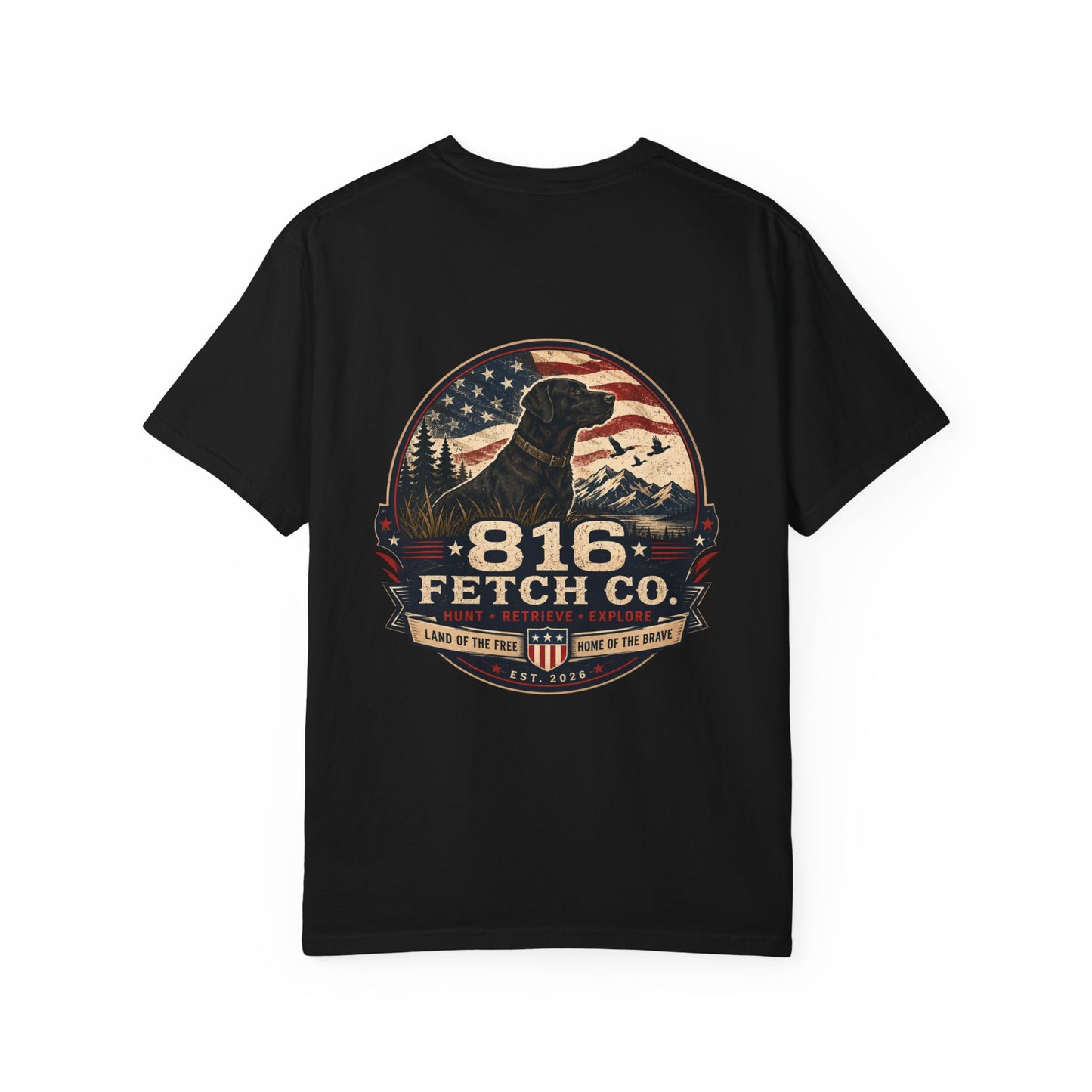 Patriotic Black Lab 816 Fetch Co. T-Shirt - Comfort Colors
