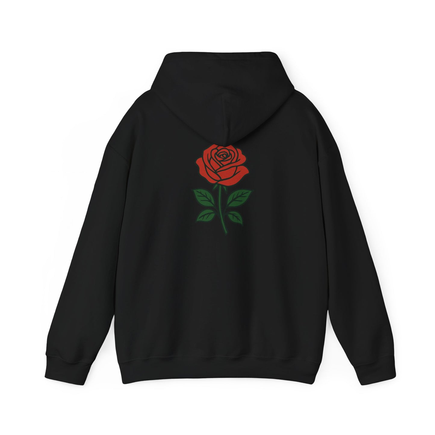 Rose Chest Hoodie — Minimal Red Rose Floral Hoodie