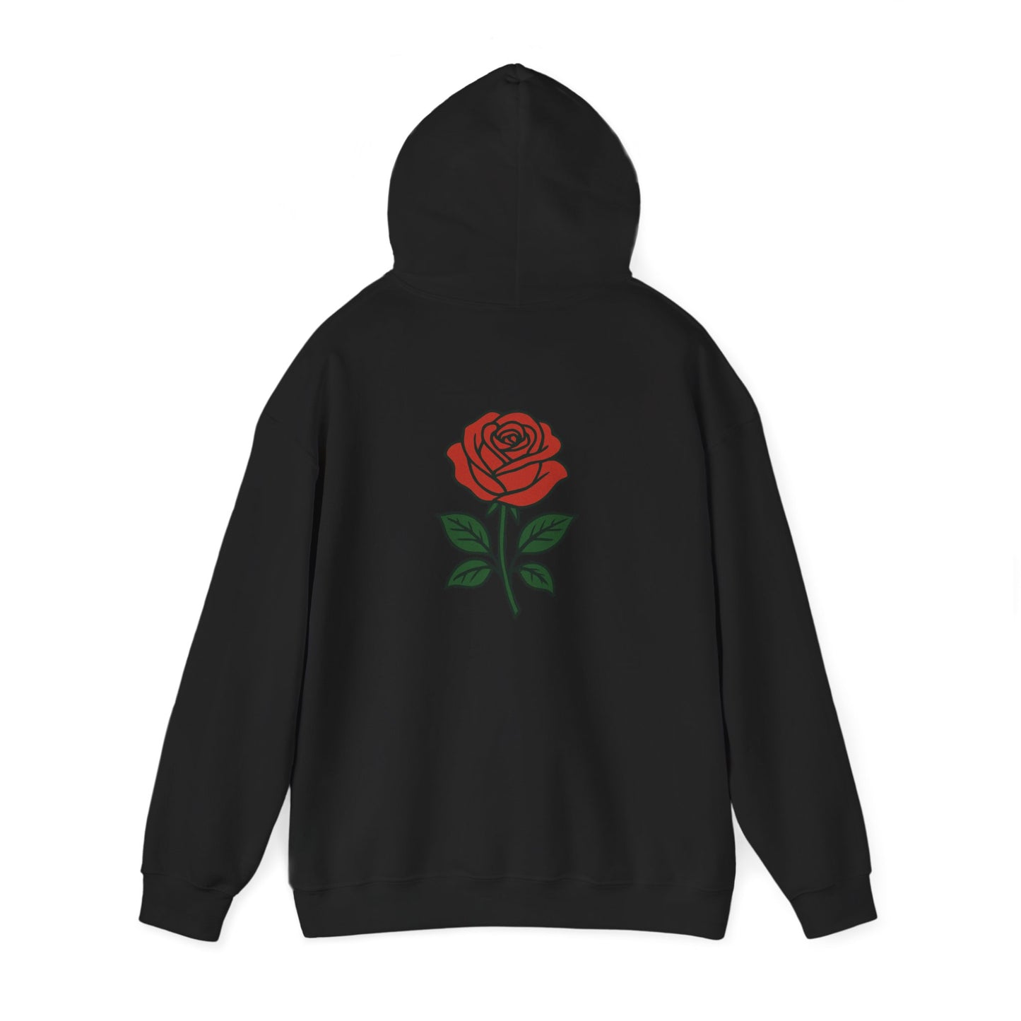 Rose Chest Hoodie — Minimal Red Rose Floral Hoodie