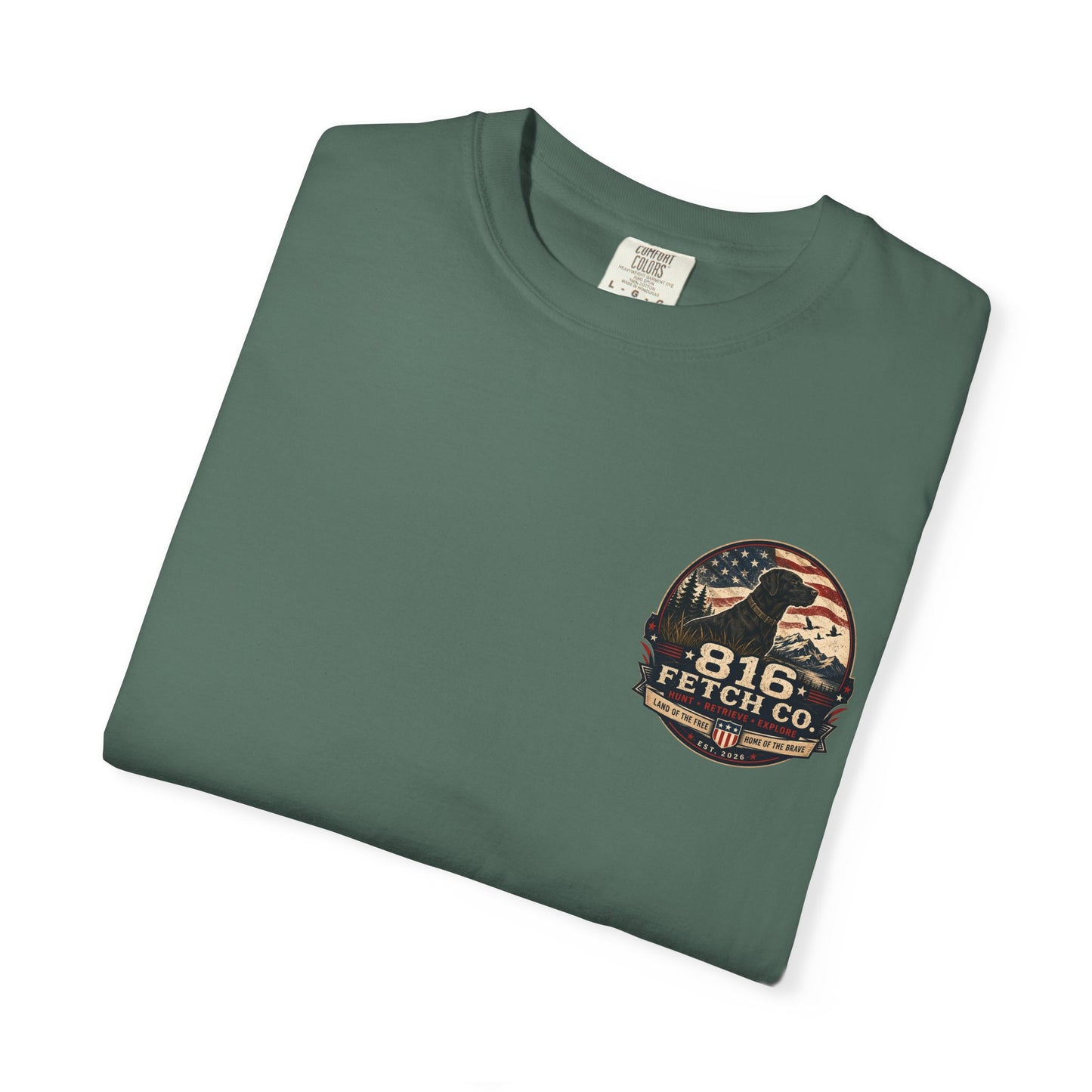 Patriotic Black Lab 816 Fetch Co. T-Shirt - Comfort Colors