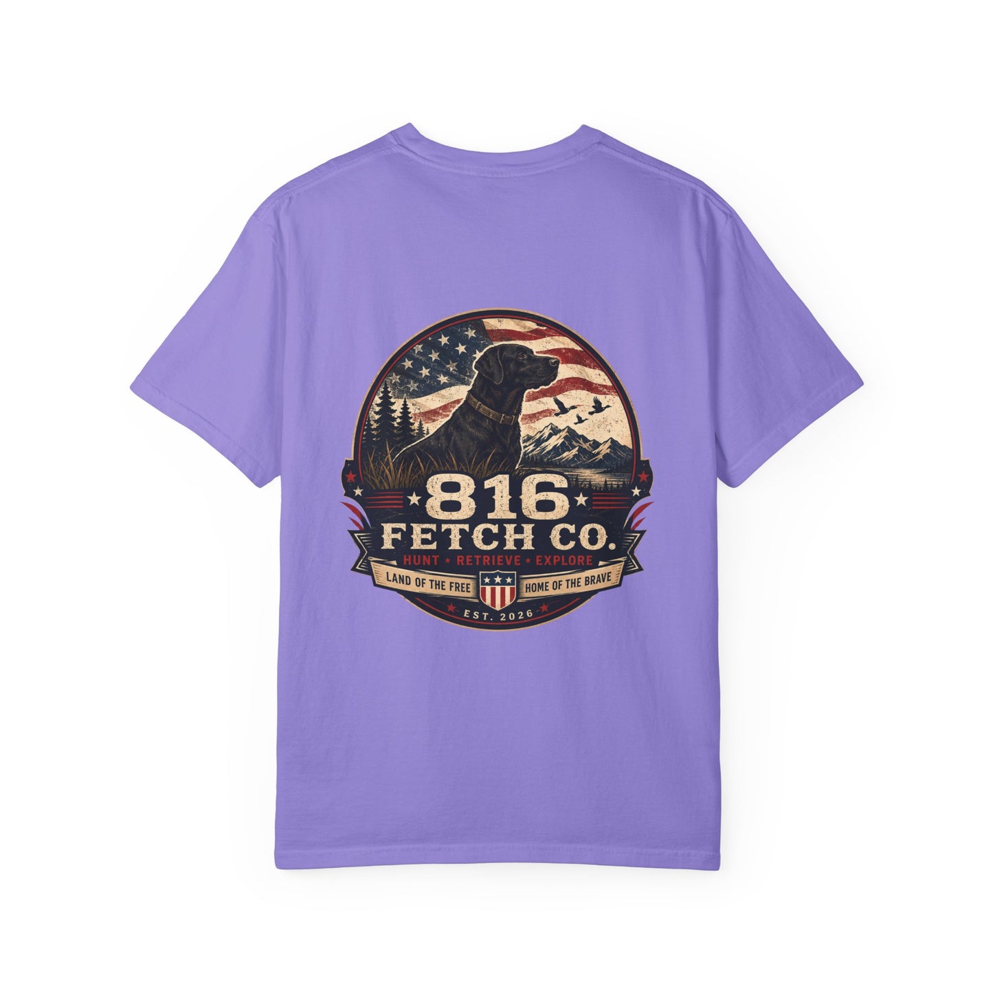 Patriotic Black Lab 816 Fetch Co. T-Shirt - Comfort Colors