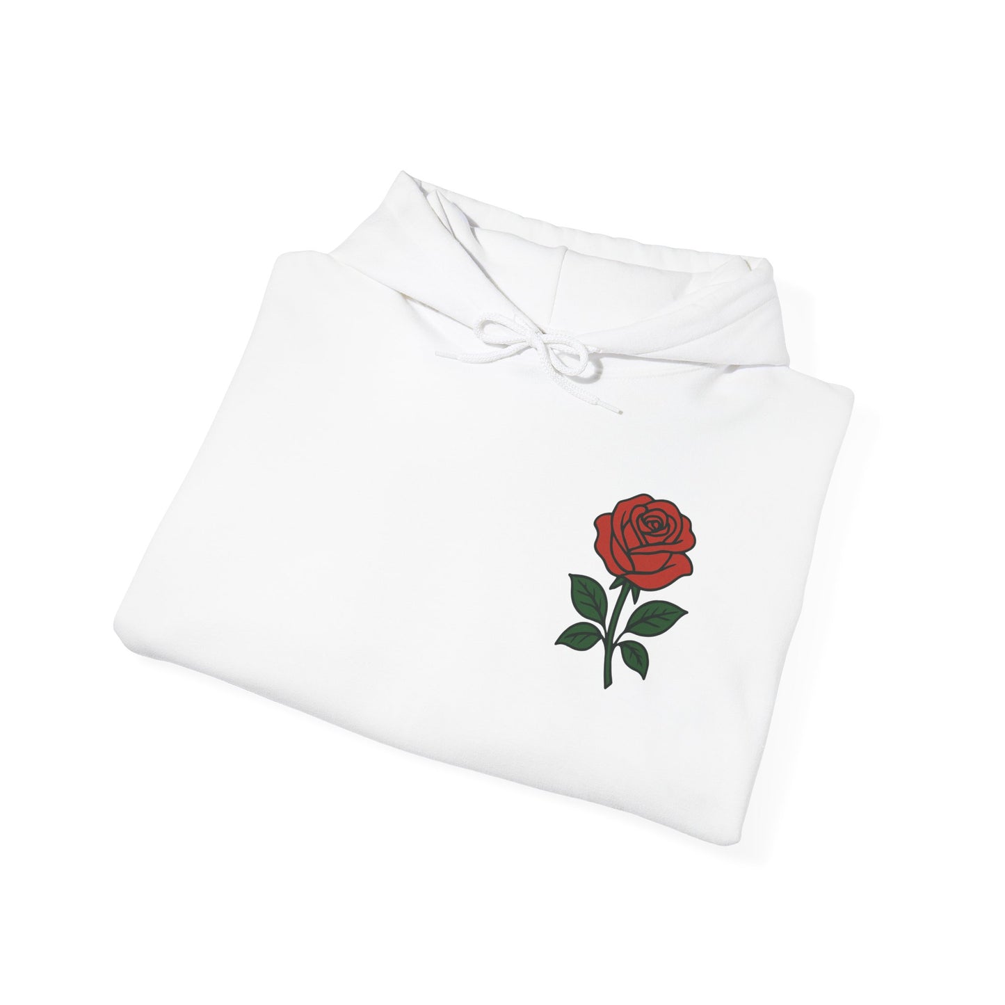 Rose Chest Hoodie — Minimal Red Rose Floral Hoodie