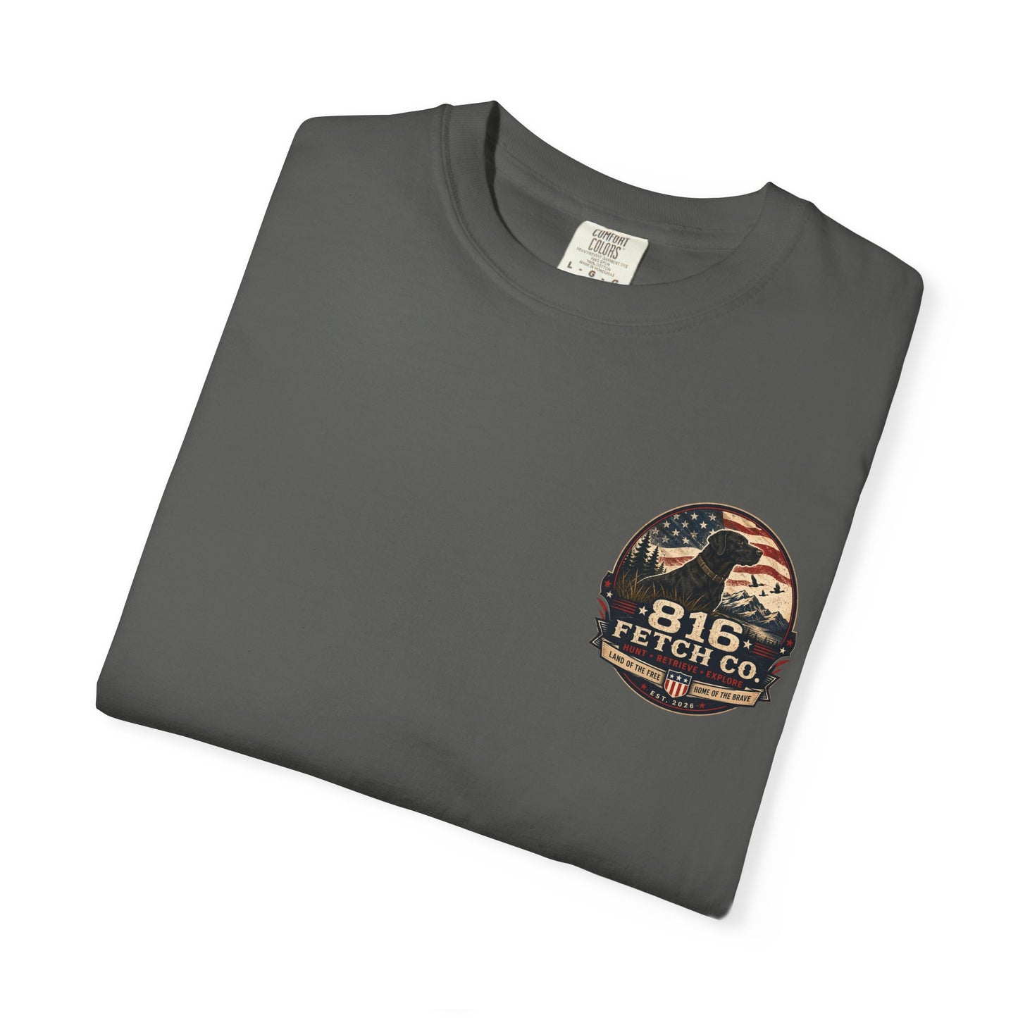 Patriotic Black Lab 816 Fetch Co. T-Shirt - Comfort Colors