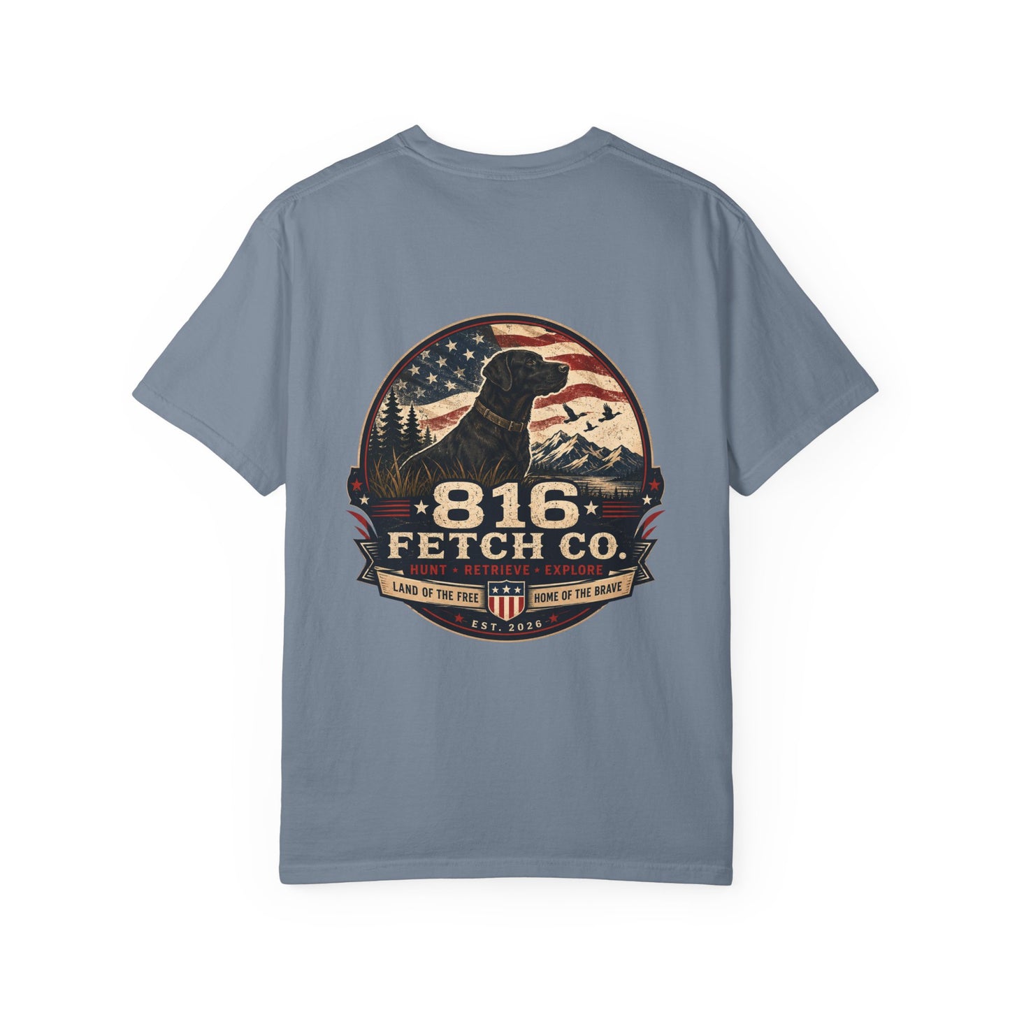 Patriotic Black Lab 816 Fetch Co. T-Shirt - Comfort Colors