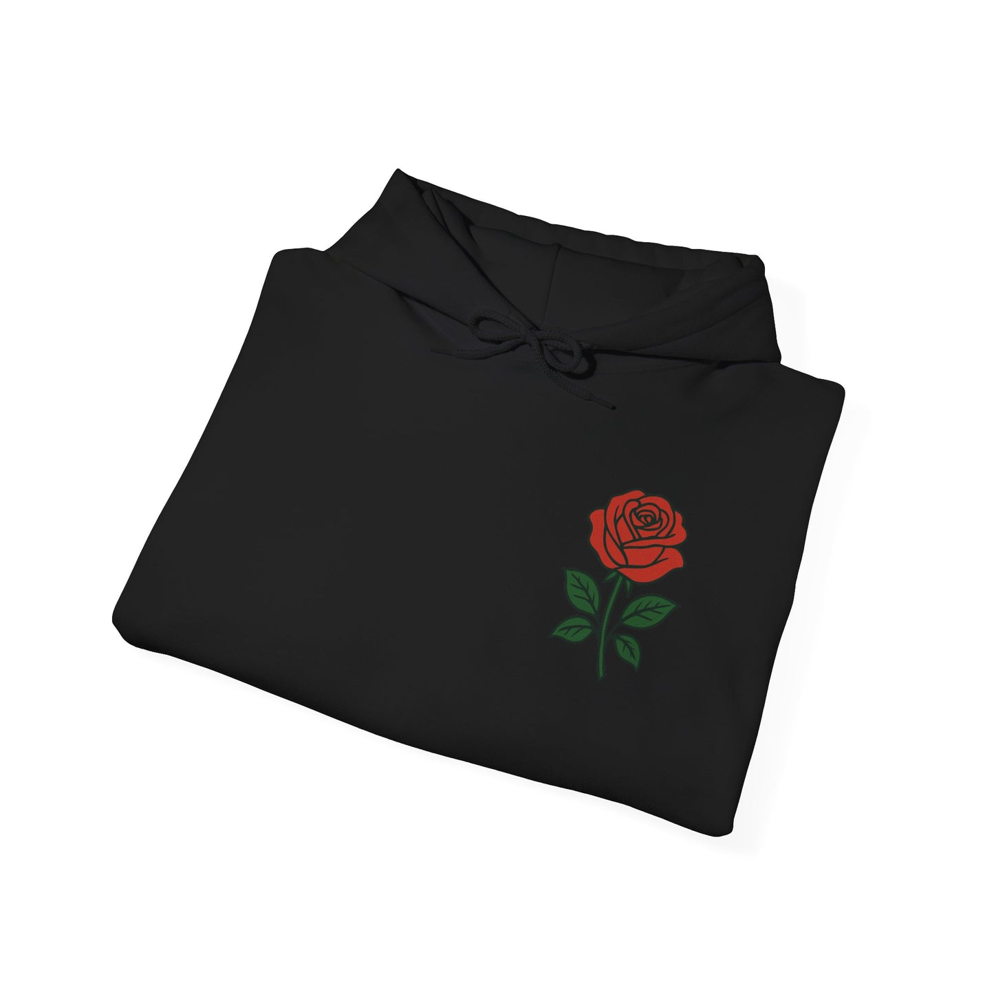 Rose Chest Hoodie — Minimal Red Rose Floral Hoodie