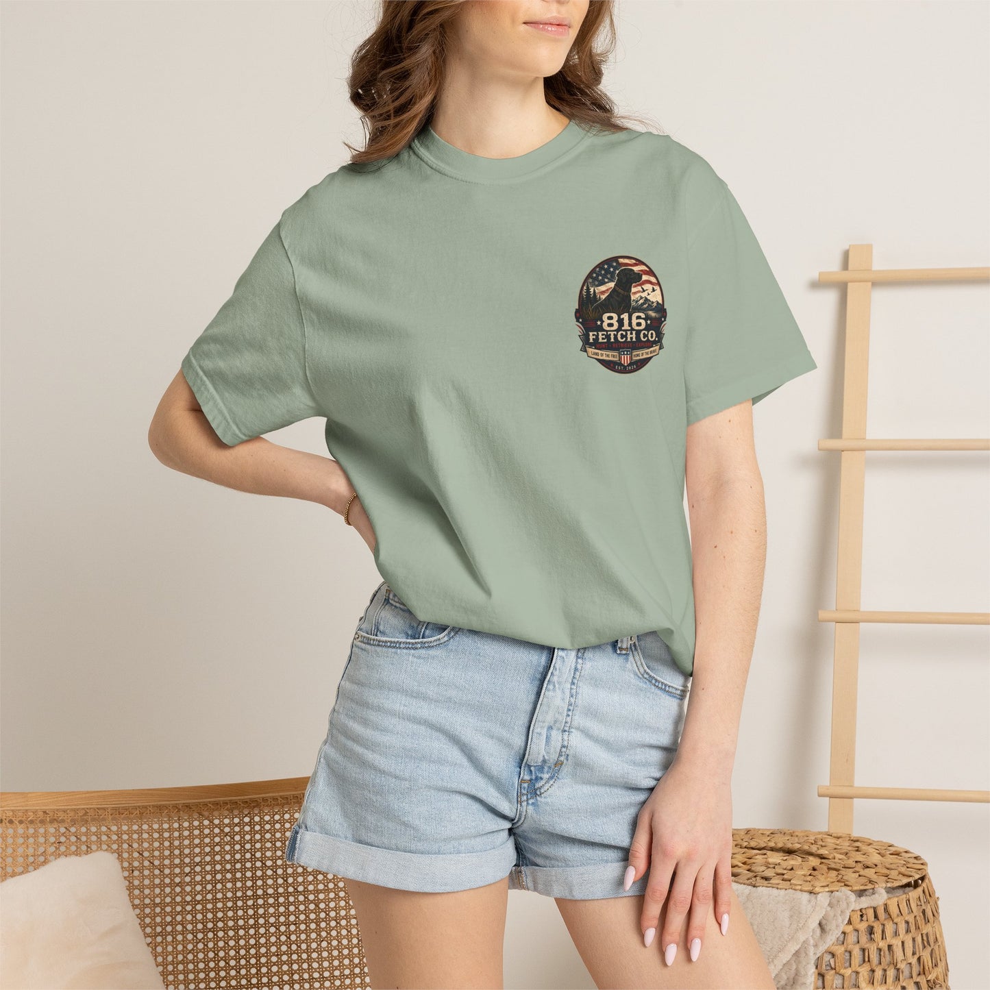 Patriotic Black Lab 816 Fetch Co. T-Shirt - Comfort Colors