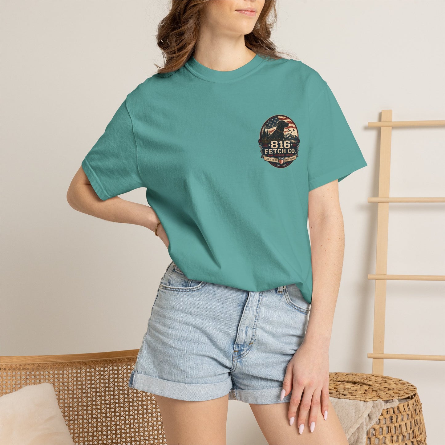Patriotic Black Lab 816 Fetch Co. T-Shirt - Comfort Colors