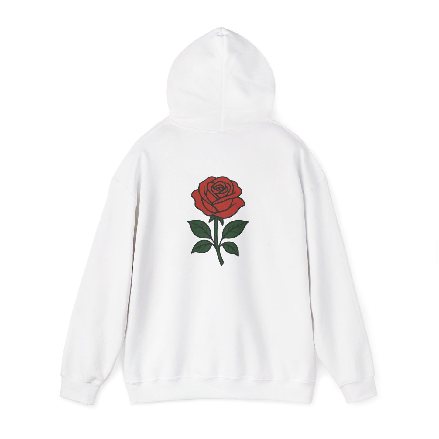 Rose Chest Hoodie — Minimal Red Rose Floral Hoodie