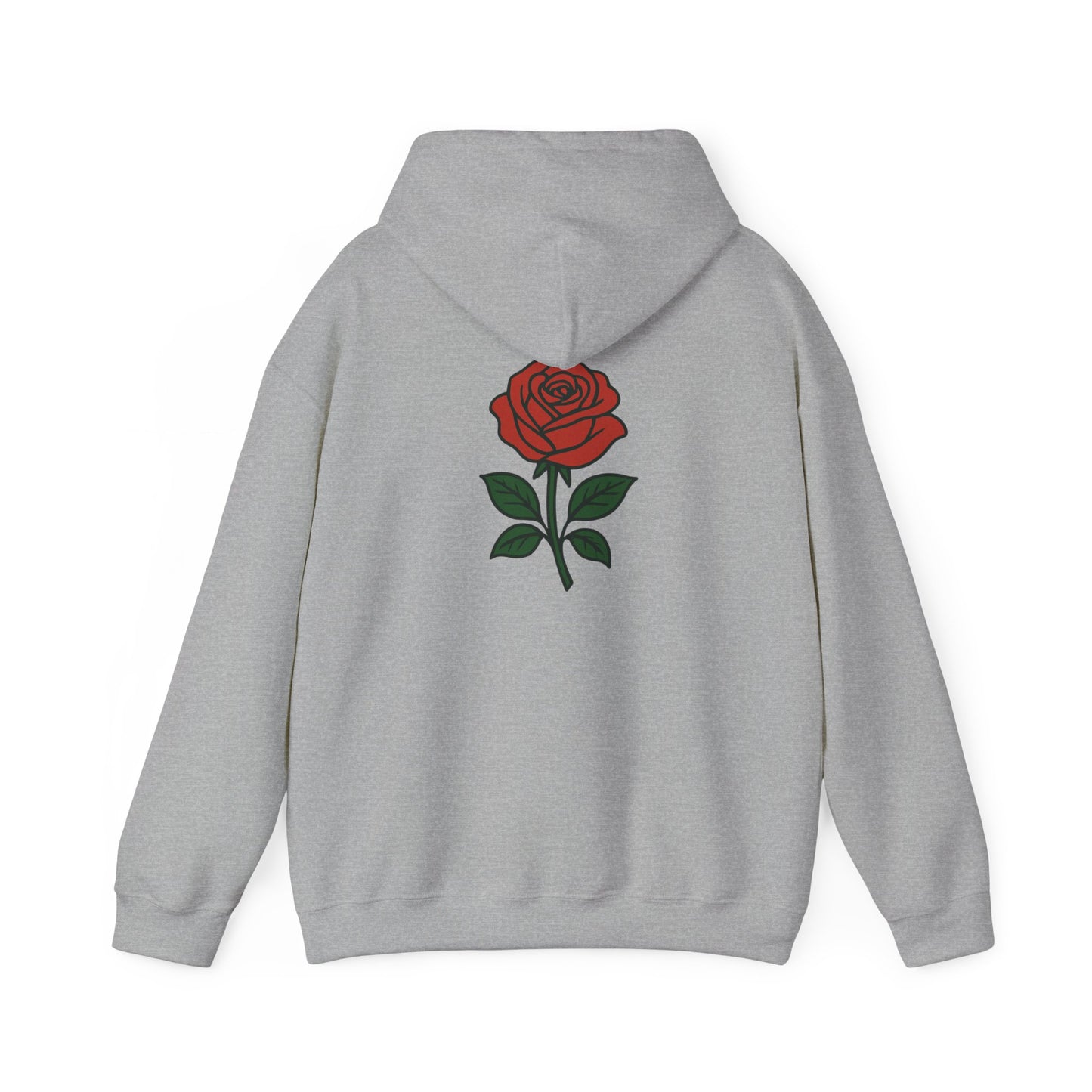 Rose Chest Hoodie — Minimal Red Rose Floral Hoodie