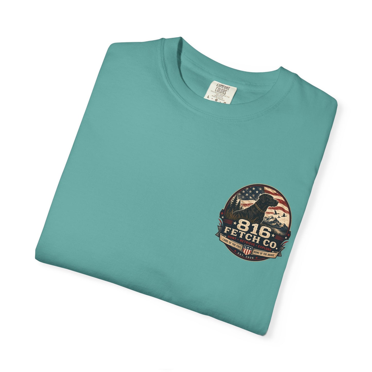 Patriotic Black Lab 816 Fetch Co. T-Shirt - Comfort Colors