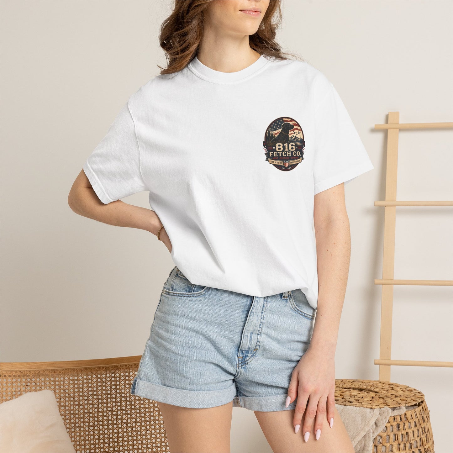 Patriotic Black Lab 816 Fetch Co. T-Shirt - Comfort Colors