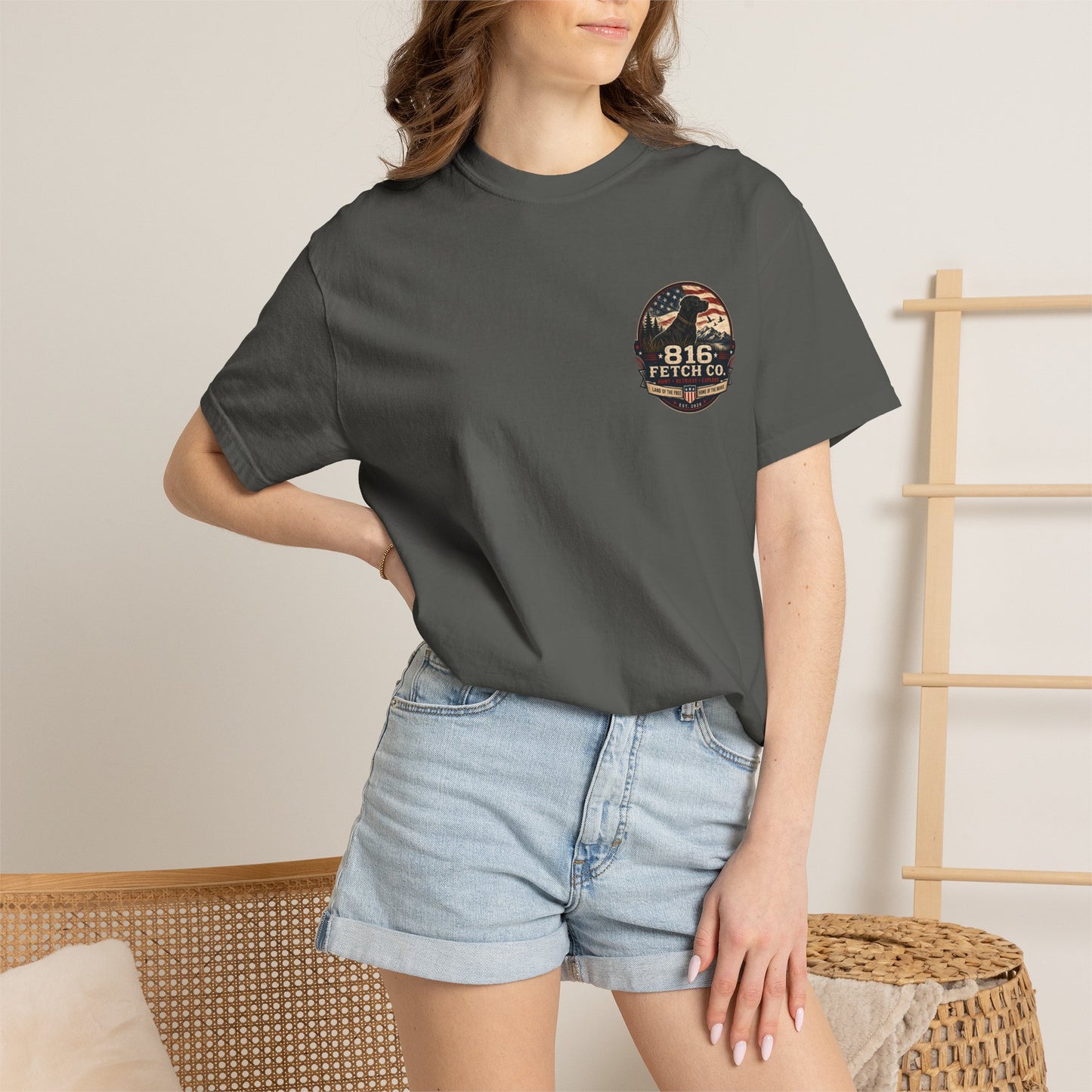 Patriotic Black Lab 816 Fetch Co. T-Shirt - Comfort Colors