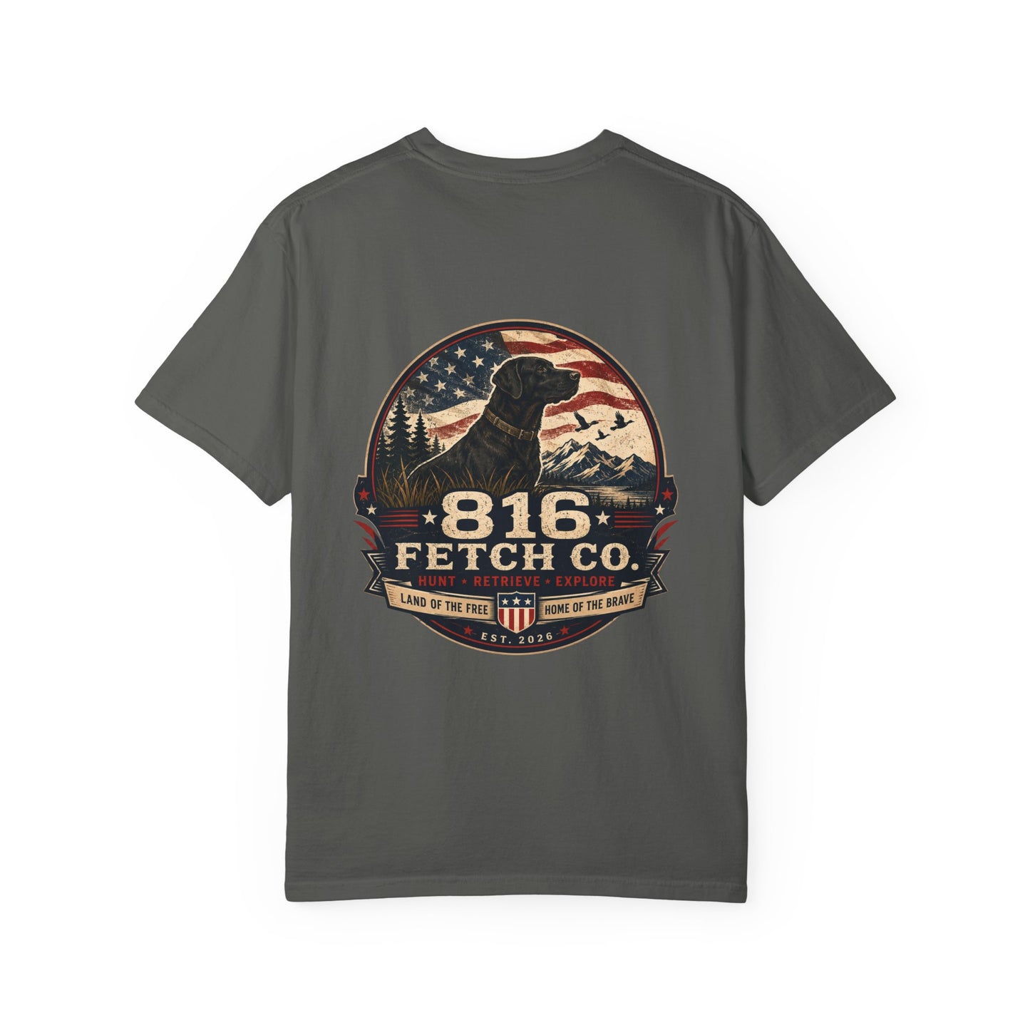 Patriotic Black Lab 816 Fetch Co. T-Shirt - Comfort Colors