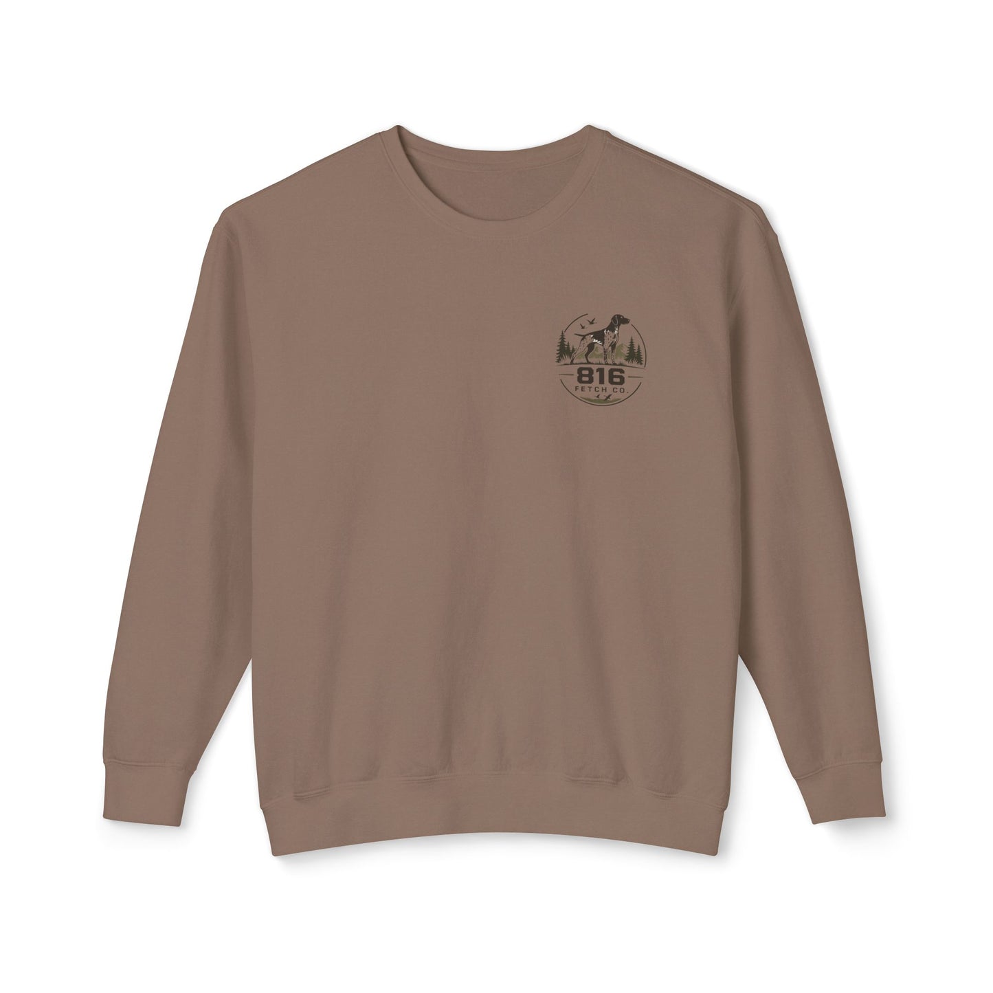 Comfort Colors® Crewneck Sweatshirt — 816 Fetch Co. Hunting Dog Logo