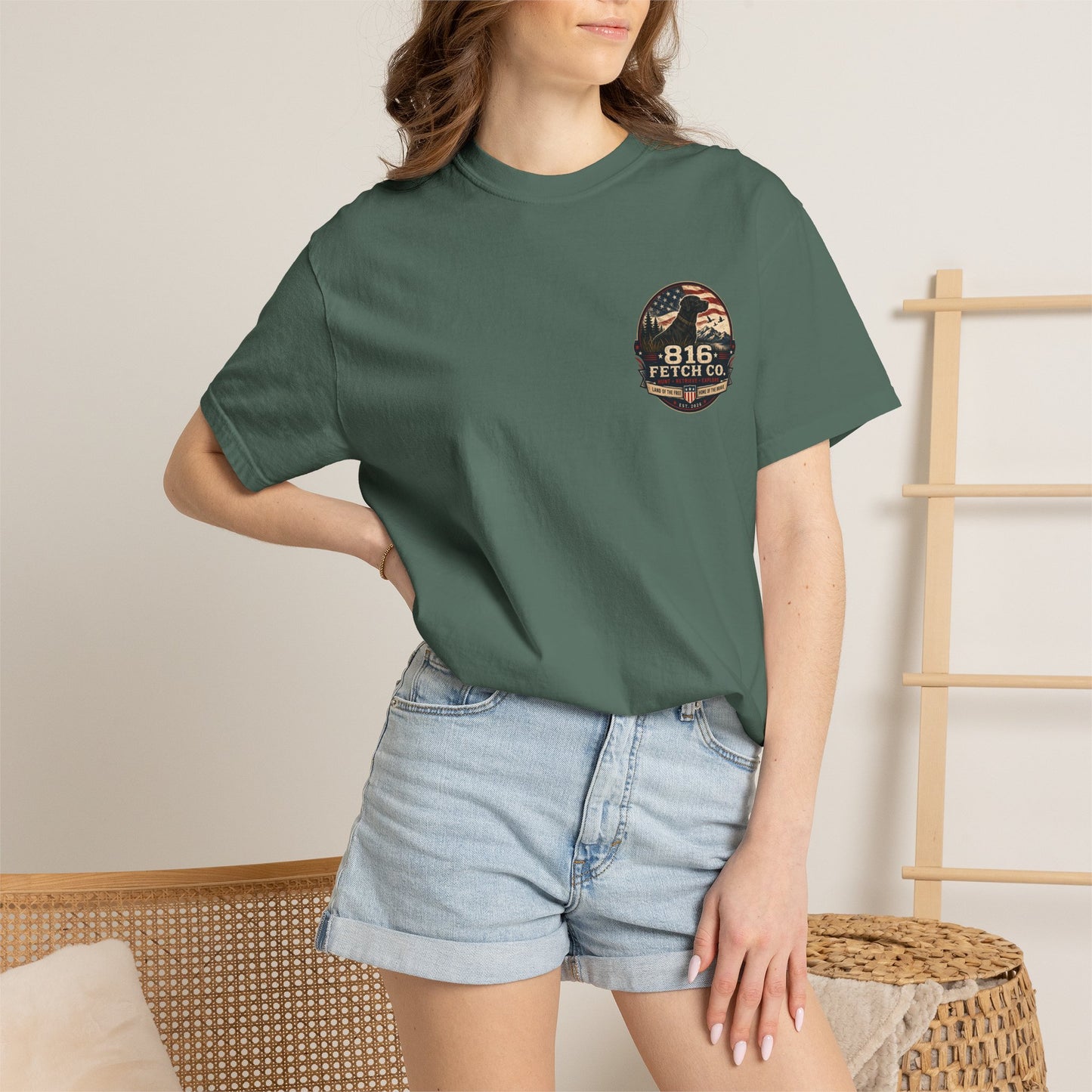 Patriotic Black Lab 816 Fetch Co. T-Shirt - Comfort Colors