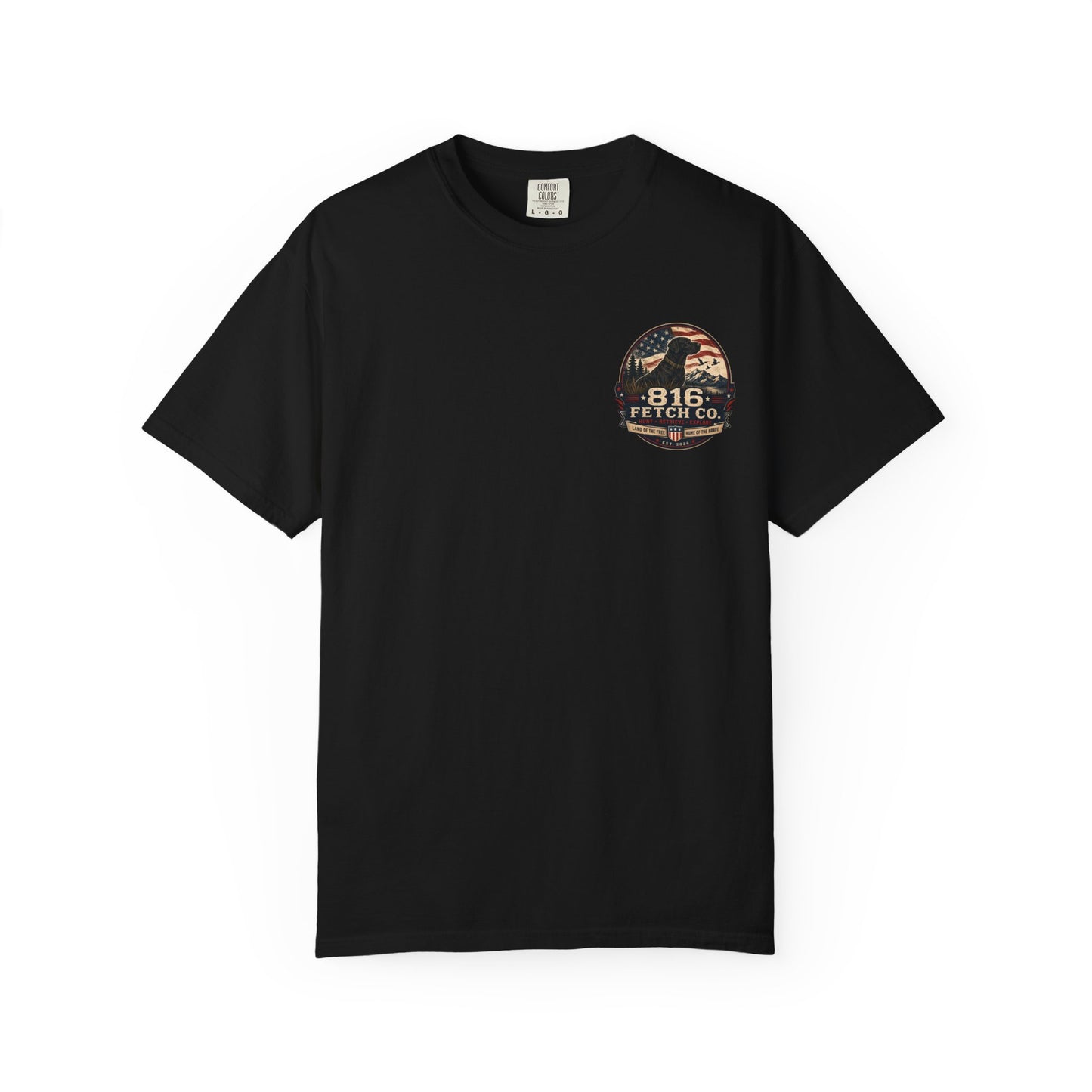 Patriotic Black Lab 816 Fetch Co. T-Shirt - Comfort Colors