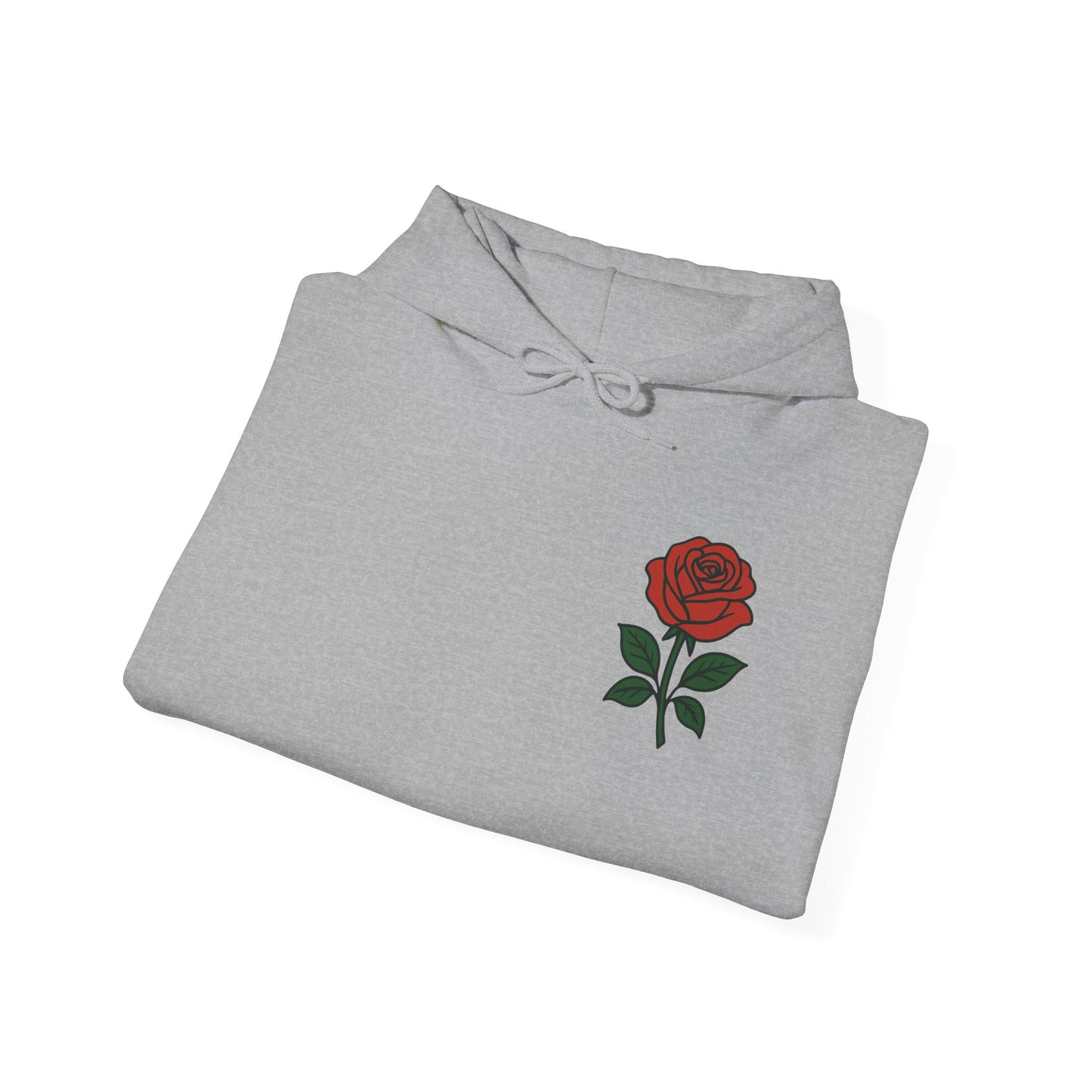 Rose Chest Hoodie — Minimal Red Rose Floral Hoodie