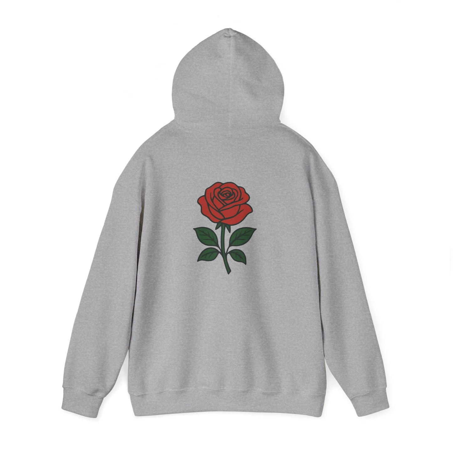 Rose Chest Hoodie — Minimal Red Rose Floral Hoodie