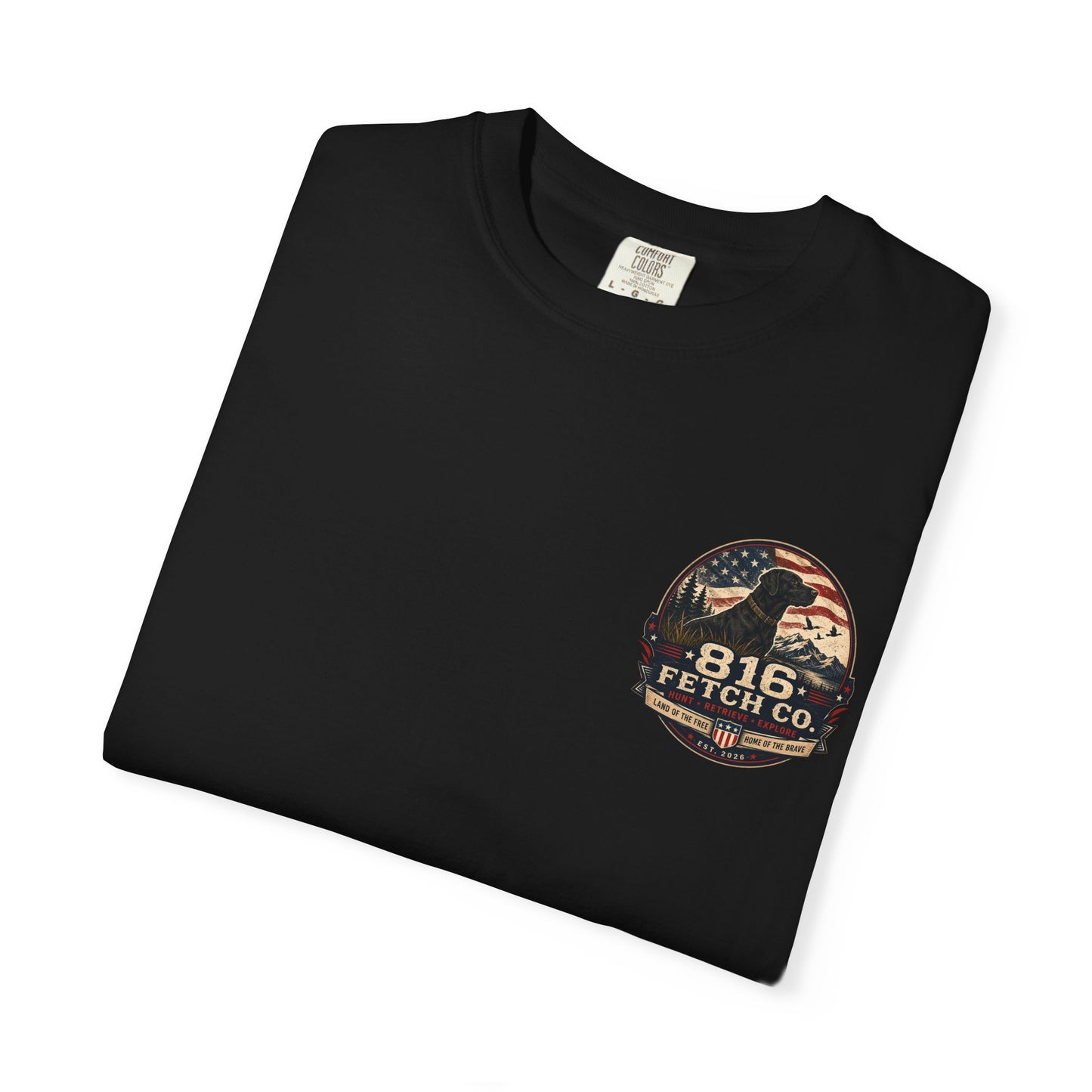 Patriotic Black Lab 816 Fetch Co. T-Shirt - Comfort Colors