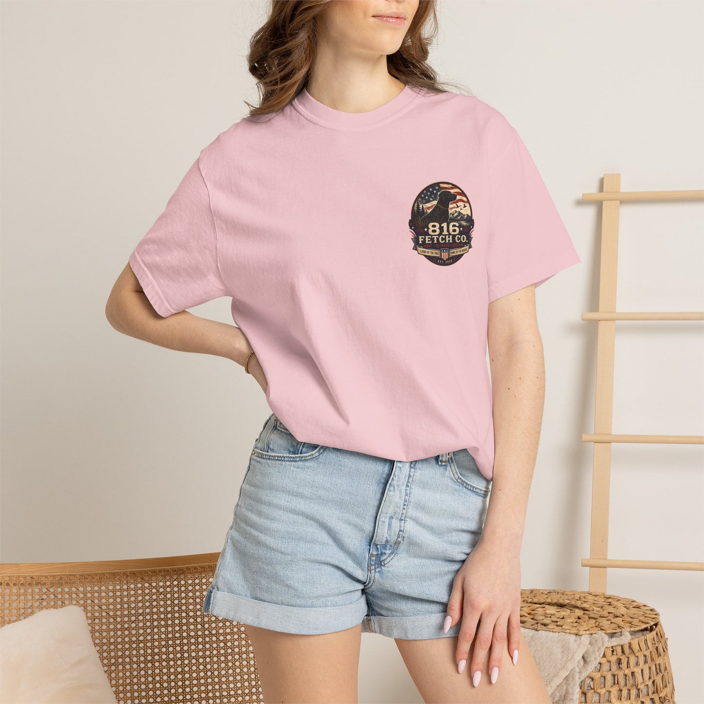 Patriotic Black Lab 816 Fetch Co. T-Shirt - Comfort Colors