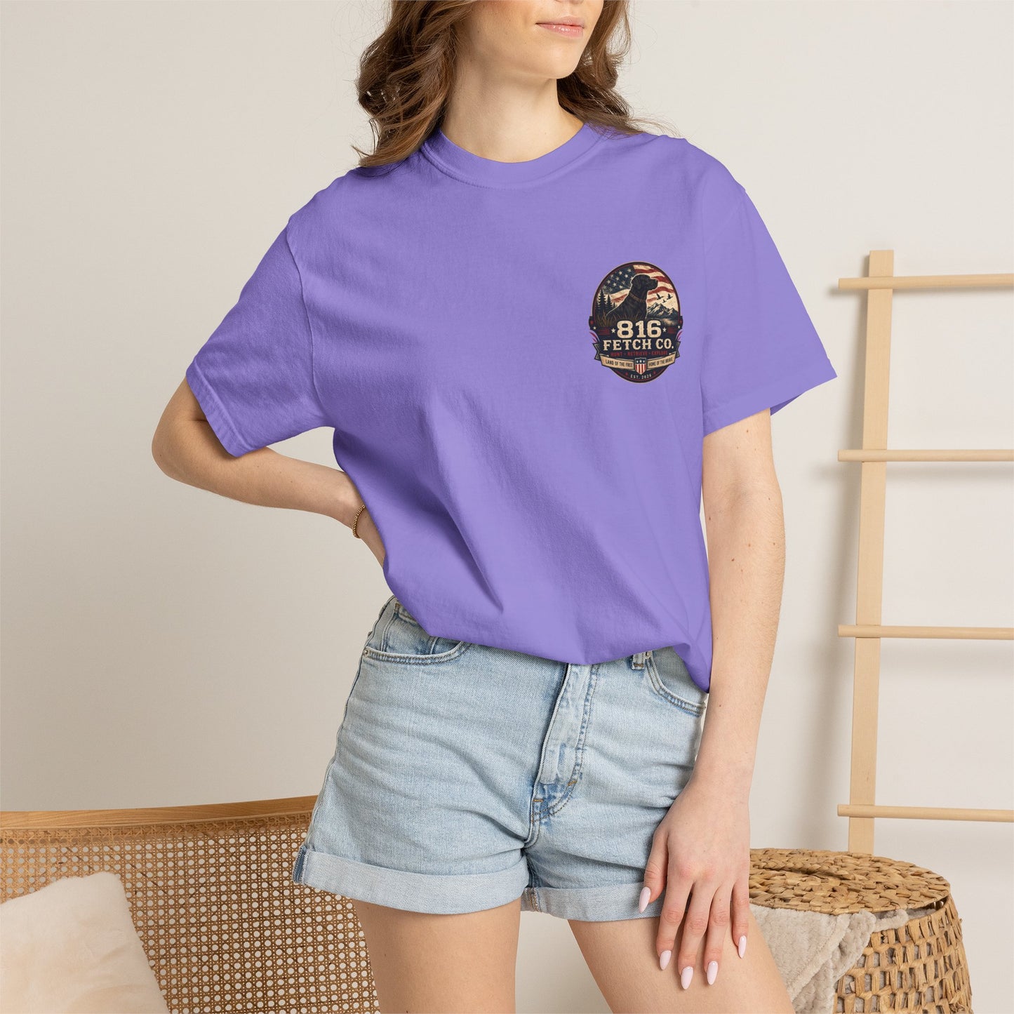 Patriotic Black Lab 816 Fetch Co. T-Shirt - Comfort Colors