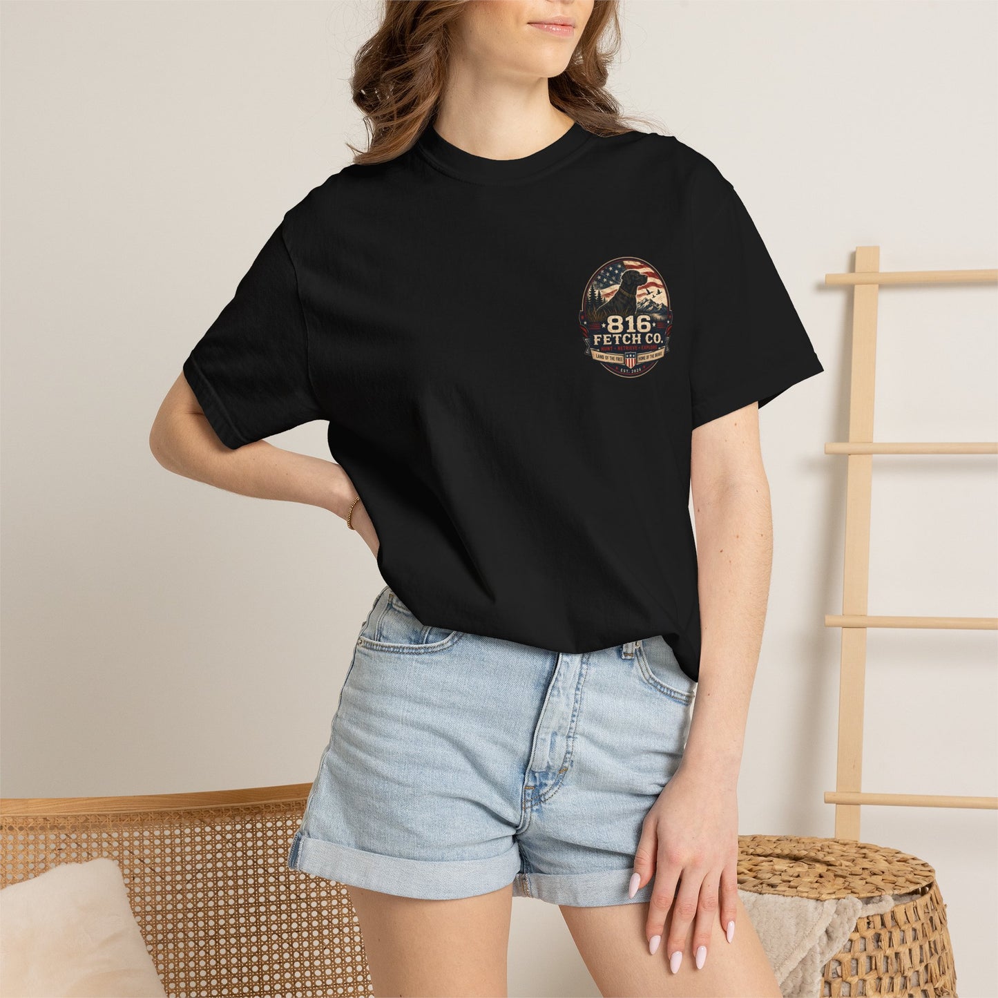 Patriotic Black Lab 816 Fetch Co. T-Shirt - Comfort Colors