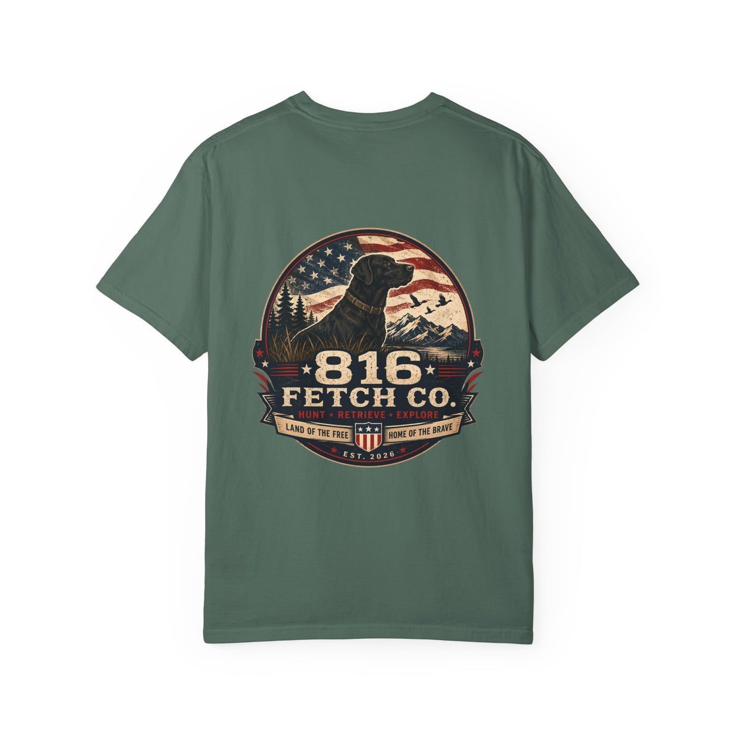 Patriotic Black Lab 816 Fetch Co. T-Shirt - Comfort Colors