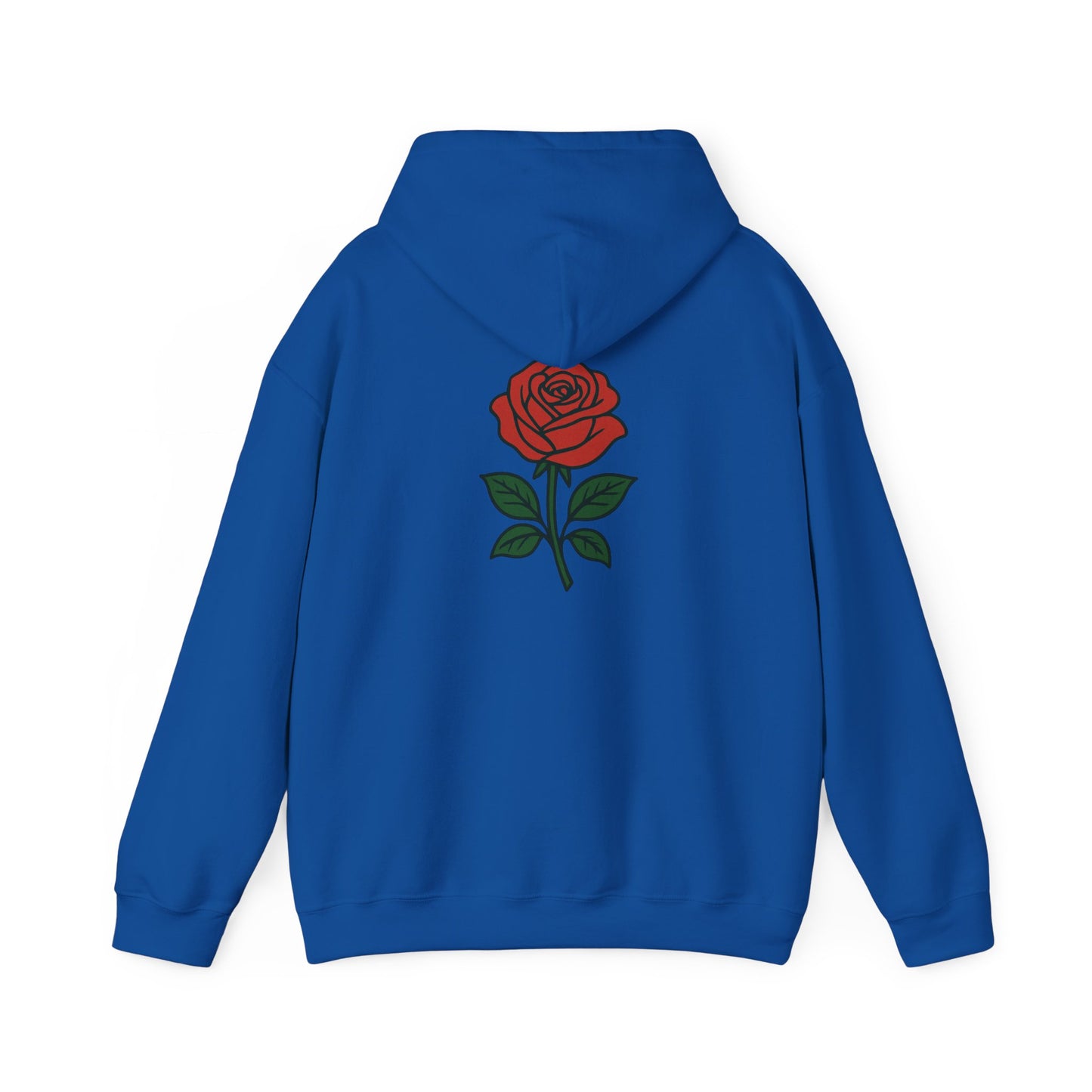 Rose Chest Hoodie — Minimal Red Rose Floral Hoodie
