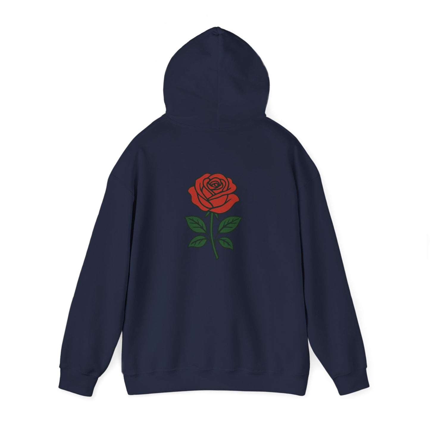 Rose Chest Hoodie — Minimal Red Rose Floral Hoodie