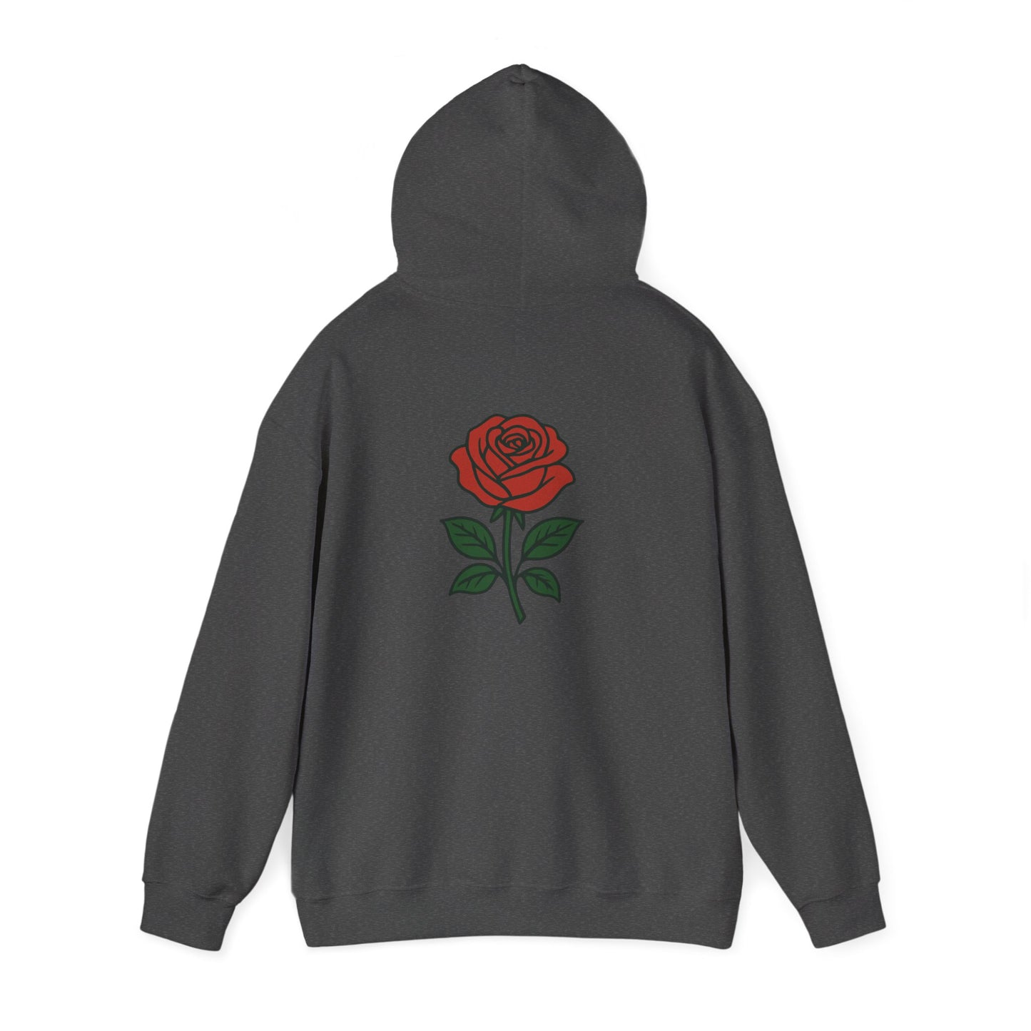 Rose Chest Hoodie — Minimal Red Rose Floral Hoodie