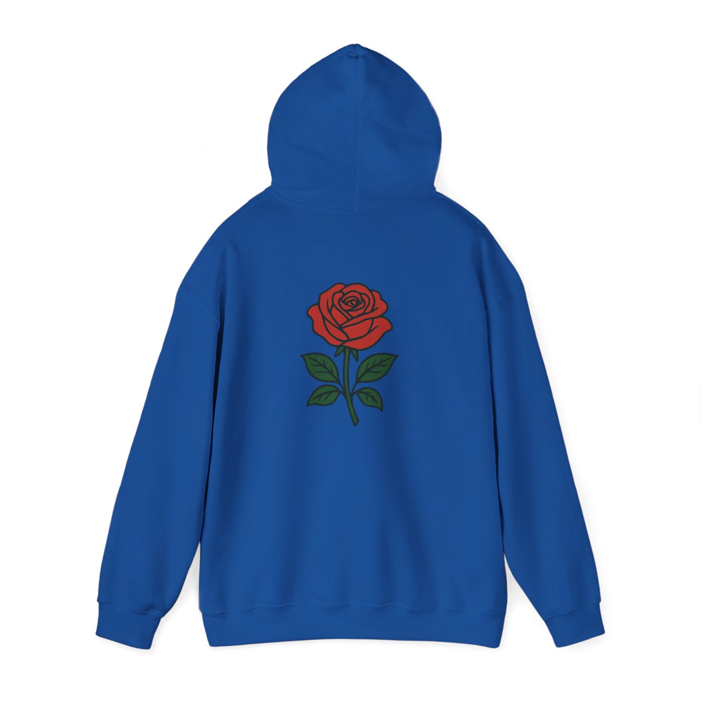 Rose Chest Hoodie — Minimal Red Rose Floral Hoodie