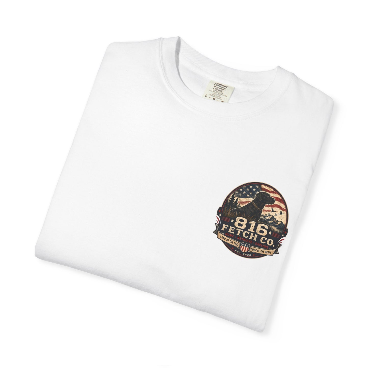 Patriotic Black Lab 816 Fetch Co. T-Shirt - Comfort Colors