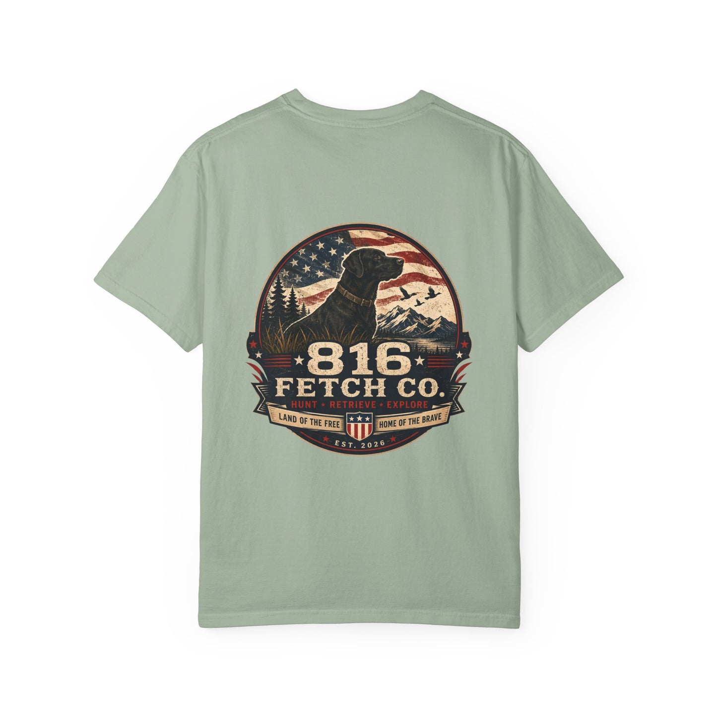 Patriotic Black Lab 816 Fetch Co. T-Shirt - Comfort Colors