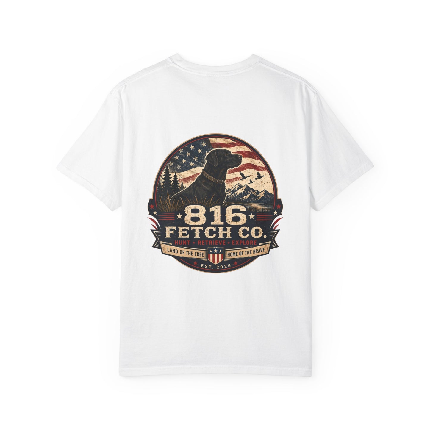 Patriotic Black Lab 816 Fetch Co. T-Shirt - Comfort Colors