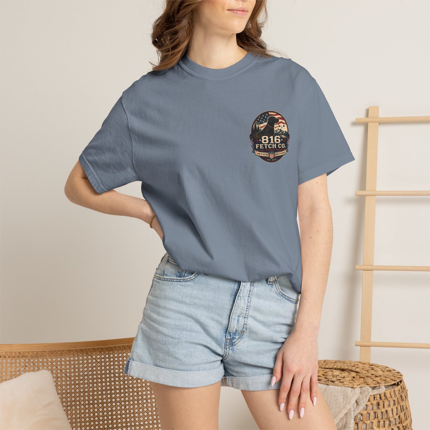 Patriotic Black Lab 816 Fetch Co. T-Shirt - Comfort Colors